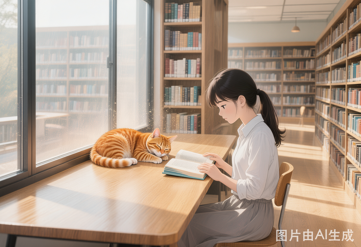 图书馆的猫与少女